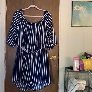 blue striped romper